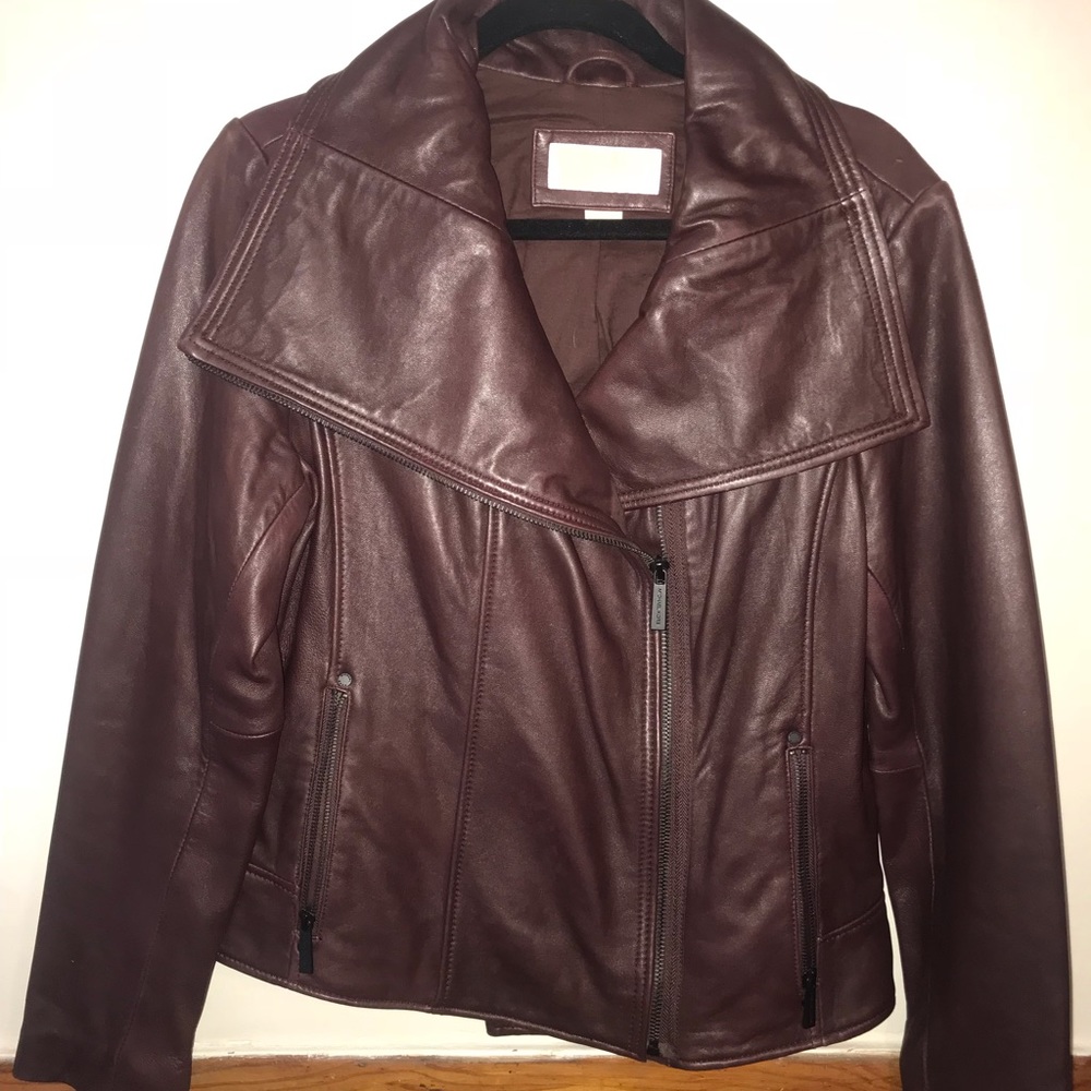 SALE Burgundy Michael Kors Leather Jacket